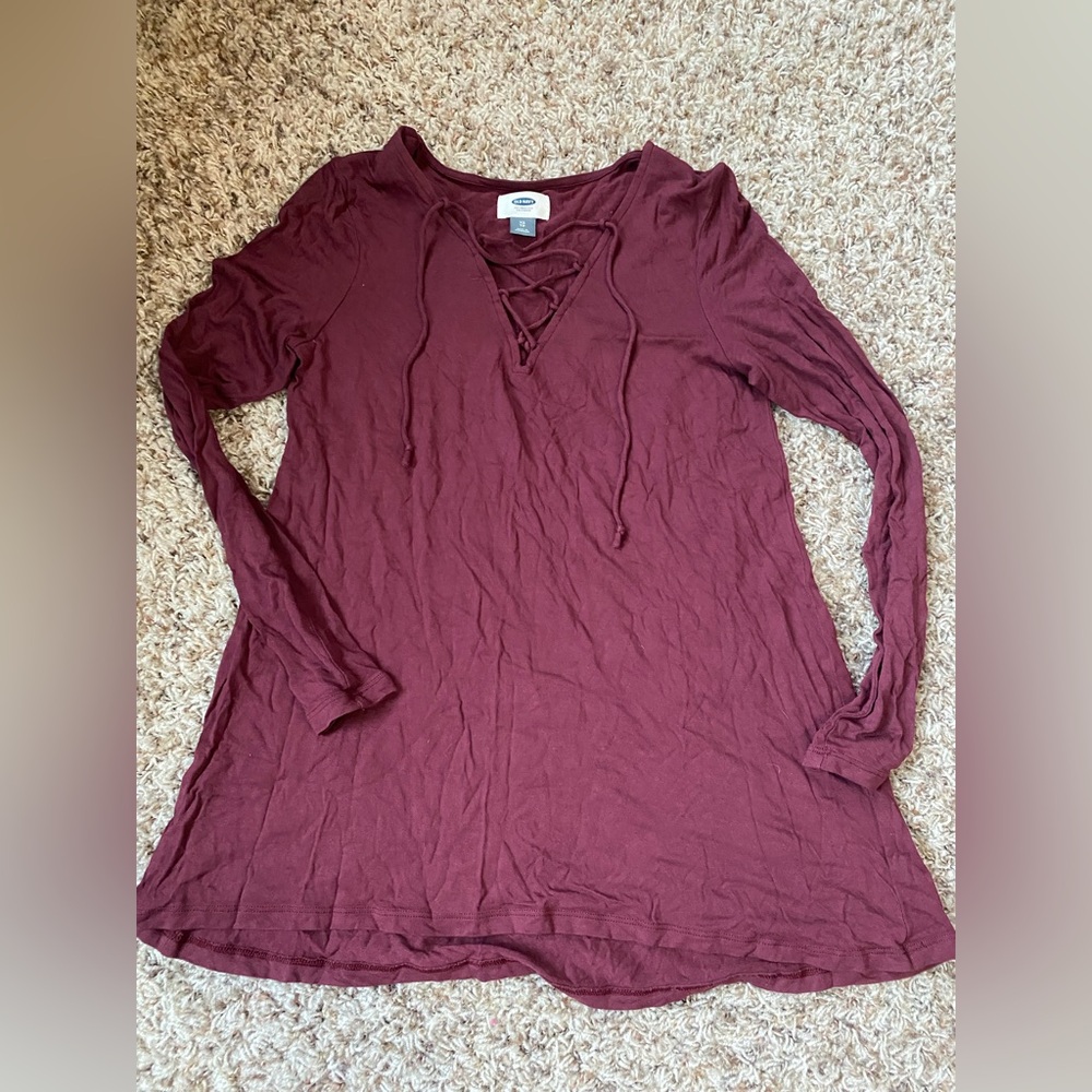 Women's Burgundy Long Sleeve Top